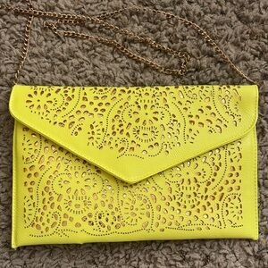 Neon Gold Yellow Laser Cut Crosbody Bag